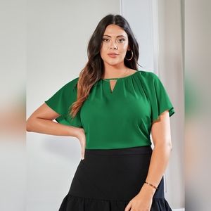 Shein Plus Cut Out Butterfly Sleeve Blouse